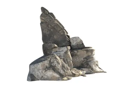 Grey cliff rock v11b Low-poly 3D model