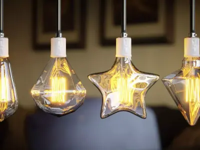 Vintage Edison LED Bulb Assortment 3D model