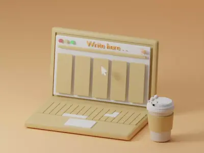 Notebook And Coffee 3D model