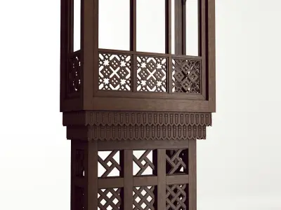 Mashrabiya 5 ornate wooden building with balcony 3D model
