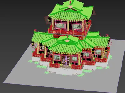 Japanese style house 3D model  high-poly 3D model