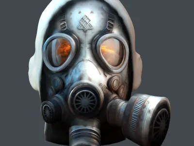 Gas mask helmet 3d model military combat fantasy cyborg Low-poly 3D model