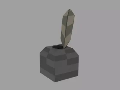 Low Poly Inkwell - Quill Game Ready Low-poly 3D model