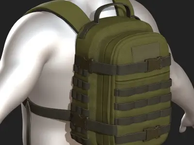 Backpack Camping military combat 3d model low poly  Low-poly 3D model