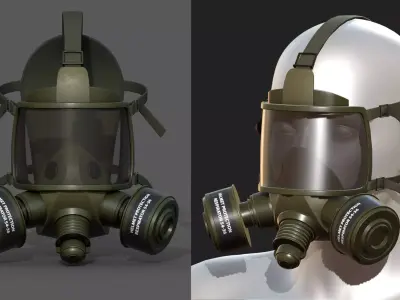 Gas mask helmet 3d model military combat  Low-poly 3D model