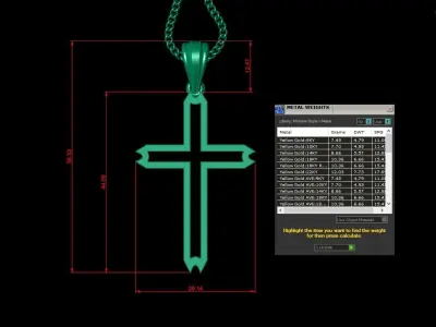 High Cross Pendant Light Gold 18K 4CP037 3D print model