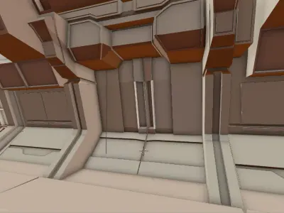 Modern Scifi Hangar Corridor 3d Modules Low-poly 3D model
