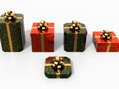  Gift Boxes - 5-Pack with Glossy Ribbon Rosette 