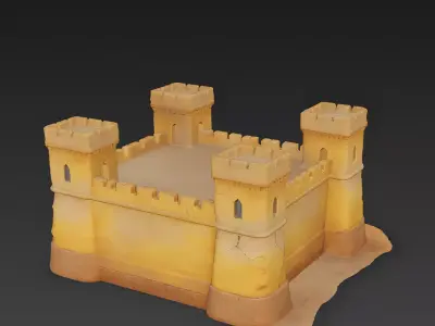Ancient Desert Fortress 3D Model Low-poly 3D model