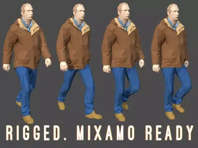 Rigged Lowpoly Man Low-poly 3D model