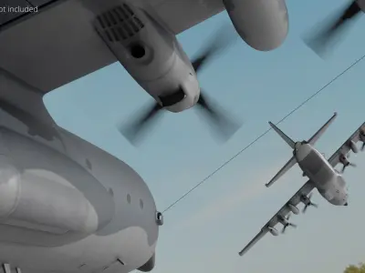  Tactical Airlift Cargo Aircraft Gray Rigged for Cinema 4D 