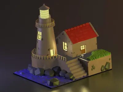 Lighthouse Low-Poly Model Low-poly 3D model