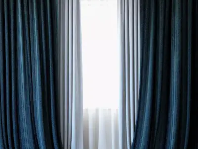Curtains 06 Canvas curtains and tulle 3D model