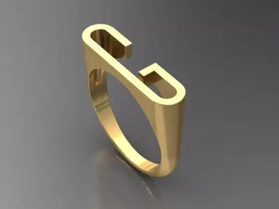 alphabet ring letter G 3D print model
