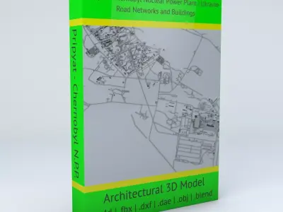 Pripyat - Chernobyl Nuclear Power Plant Road Network Buildings Low-poly 3D model