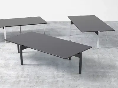 DS-21-91 table with glass top and stainless steel legs 3D model
