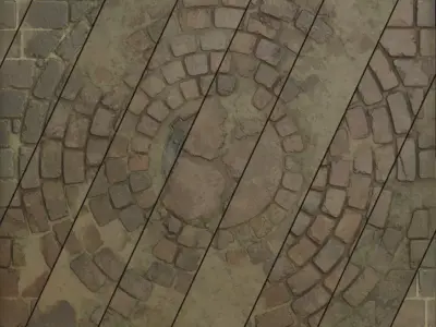 Radial Sidewalk with sewer hatch Texture