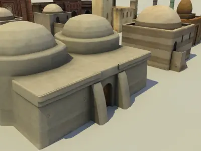 Low Poly Middle East City Buildings and Eastern Architecture  Low-poly 3D model