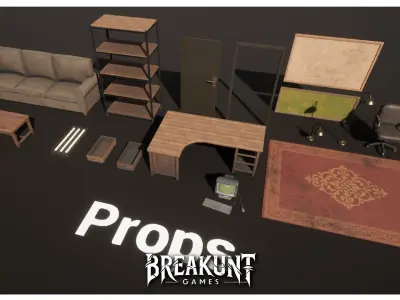 Paranormal Investigators Office Modular - Unreal Engine Low-poly 3D model