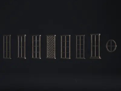 Wooden Windows Pack 01 Low-poly 3D model