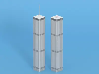 Cartoon World Trade Center Twin Towers New York Low-poly 3D model