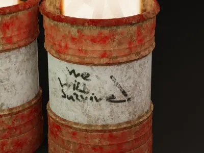 Fire Barrel Exterior Prop Abandoned Low-poly 3D model