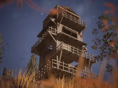 Modular Watchtower 36 Assets Low-poly 3D model