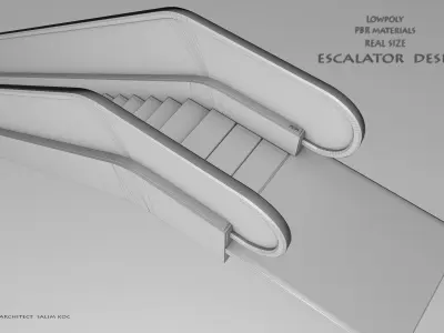 ELEVATOR 3D MODEL LOW POLY escalator design Low-poly 3D model