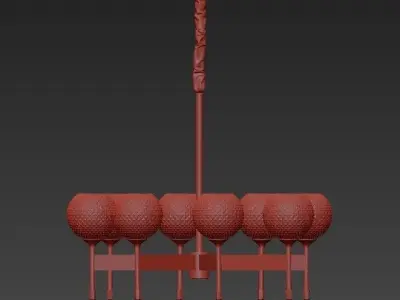 Gola 8 lamp with four balls hanging from it 3D model