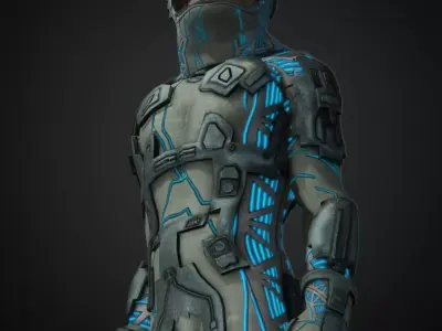 Rigged Man Cyberpunk Character Low-poly 3D model