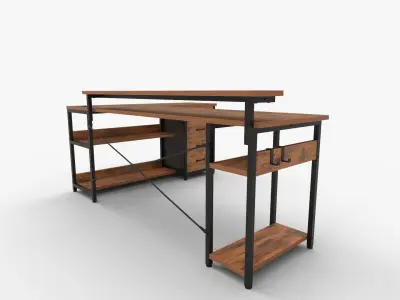 AODK L Shaped Desk with Drawer Computer Desk   3D model