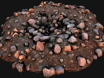 Copper Ore Deposits Mine Environment Low-poly 3D model