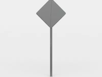 Dead end sign Low-poly 3D model