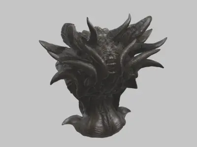 Ethereal HR Giger Inspired Woman Head Bust Low-poly 3D model