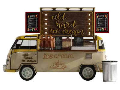 FoodTruck yellow cold ice cream 3D model