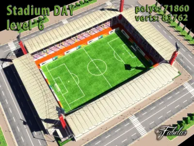 Stadium Level 6 Day-Night Low-poly 3D model