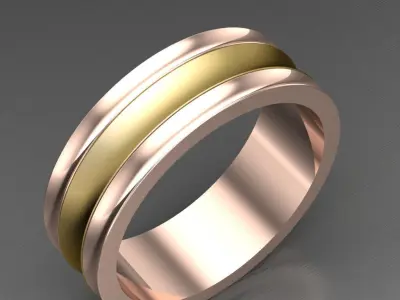Light Gold Diamond Men Ring 2MR072 3D model