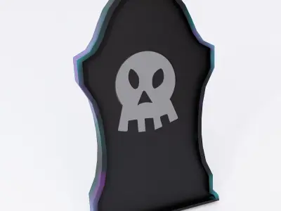Tombstone low poly 3d model with skull Free low-poly 3D model