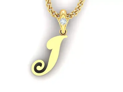 Light Gold Fancy Font Pendant I 3D print model