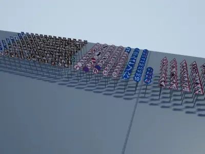 Traffic Sign Pack Low-poly 3D model