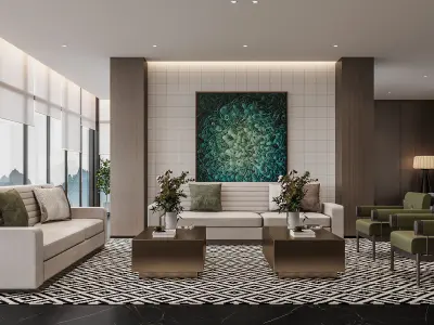 Modern reception lobby 3D model 12