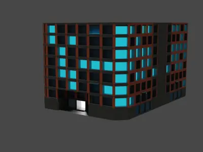 Apartment Block Free low-poly 3D model