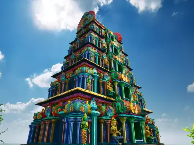 Indian Hindu Temple Modular Kit Low-poly 3D model