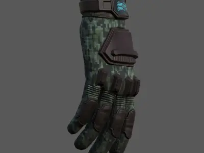 Gloves military human fantasy scifi cloth protection camouflage  Low-poly 3D model
