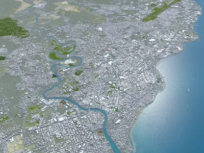 Davao City Philippines 40km Low-poly 3D model