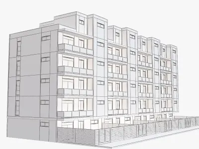 Modern Townhouse Building 1 3D model