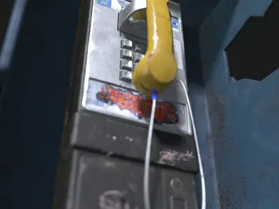 Payphone with graffiti Low-poly 3D model