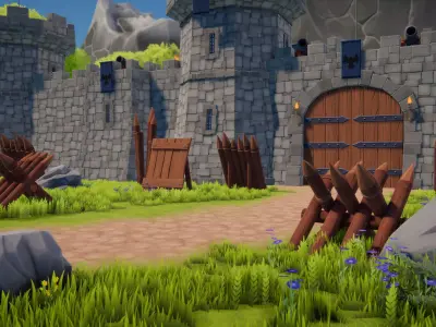 Stylized Medieval Modular Fort and Castle Low-poly 3D model