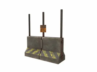 Concrete RoadBlock Barrier Barricade 3D model 10