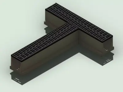 Concrete Trench Drain T Junction V150 with Slotted Grate 3D model